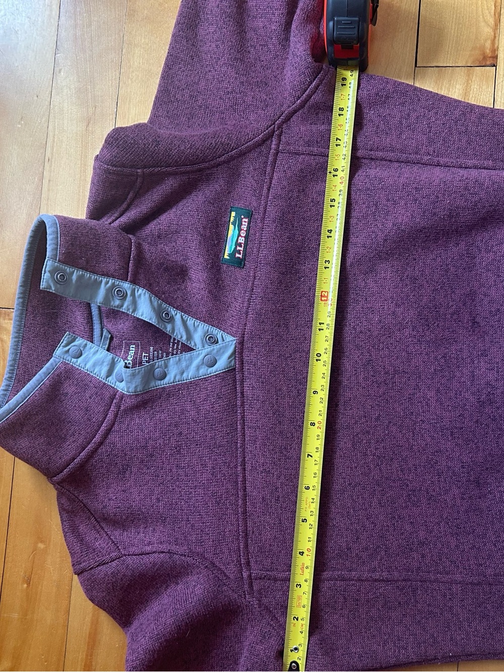 L.L.Bean Fleece Snap Pullover Sweater Eggplant XS Petite - Picture 5 of 8